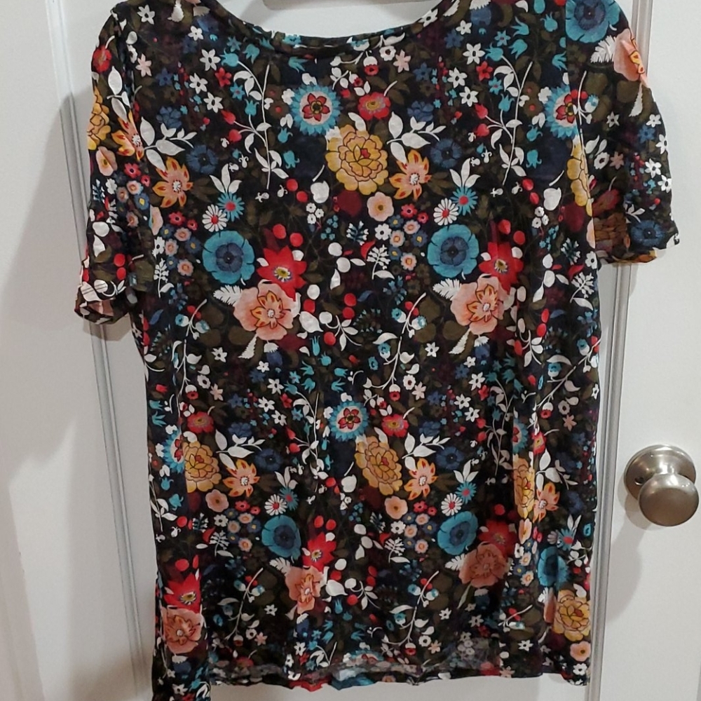 Loft Maternity Linen Floral t shirt LARGE MATERNIT
